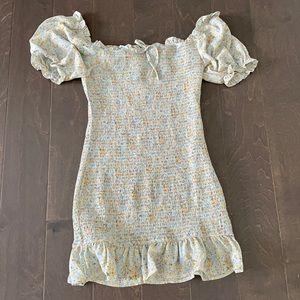 short sleeve shirred dress